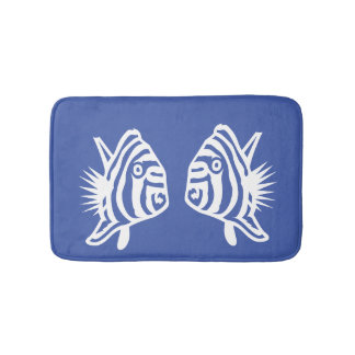Tapete De Banheiro Peixe anjo Suave Decoração costeira azul e branc