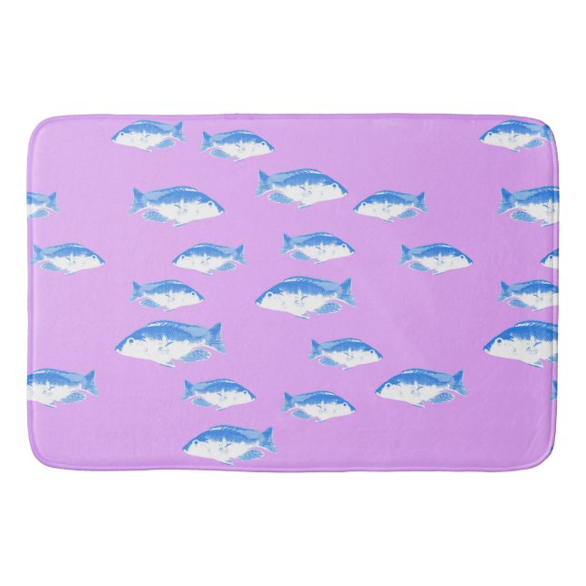 Tapete De Banheiro Peixe azul em lilás (Frente)