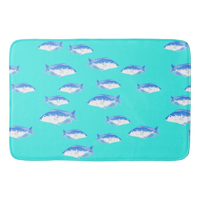 Tapete De Banheiro Peixe azul na turquesa (Frente)