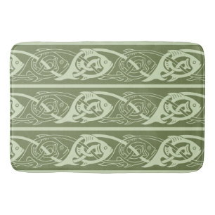 Tapete De Banheiro Peixe de Knotwork Celta em Verde