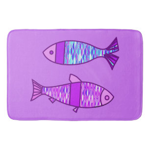 Tapete De Banheiro Peixe, Violeta e Roxo Ametista Retroativo
