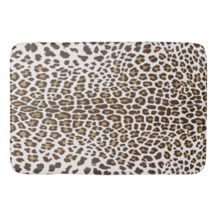 Tapete De Banheiro Pele Leopardo Branca