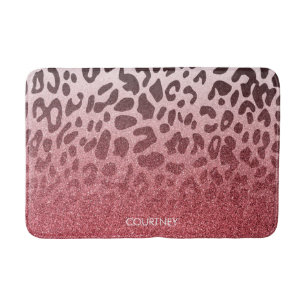 Tapete De Banheiro Pele-Leopardo Rosa-Colorida