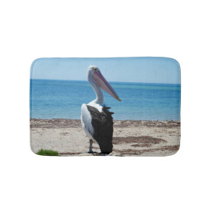 Tapete De Banheiro Pelican Perch Em Um Rock Praia,