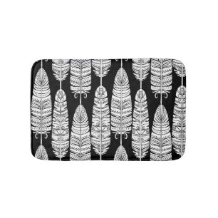 Tapete De Banheiro Penas boho: padrão preto e branco