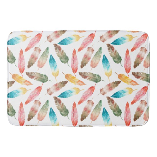 Tapete De Banheiro Penas de cores (Frente)