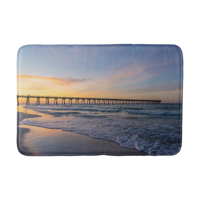 Tapete De Banheiro Pensacola Pier Shoreline Sunrise Mat (Frente)