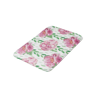 Tapete De Banheiro Peônias de aquarela rosa