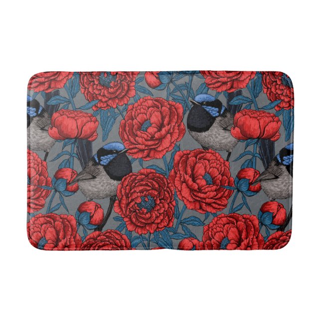 Tapete De Banheiro Peônias e wrenes (Frente)