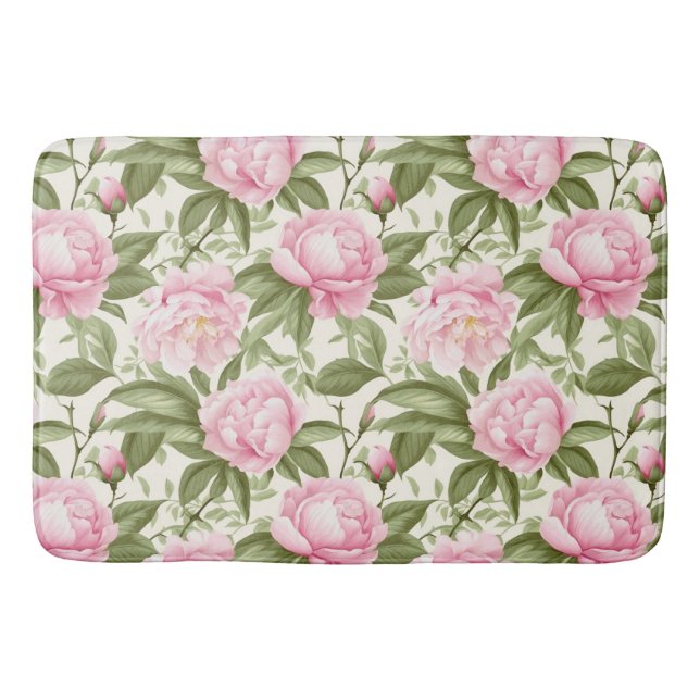 Tapete De Banheiro Peônias Rosa (Frente)