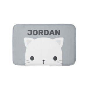 Tapete De Banheiro Pequeno Gato Bonito com Nome Personalizado