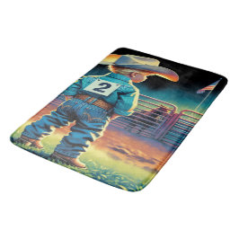 Tapete De Banheiro Pequeno Vaqueiro em Rodeo Fence American Flag Hors