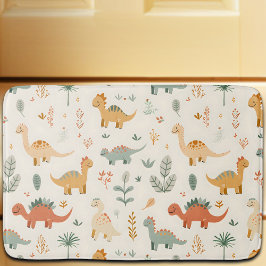 Tapete De Banheiro Pequenos Dinossauros Beige Toneladas Neutrais