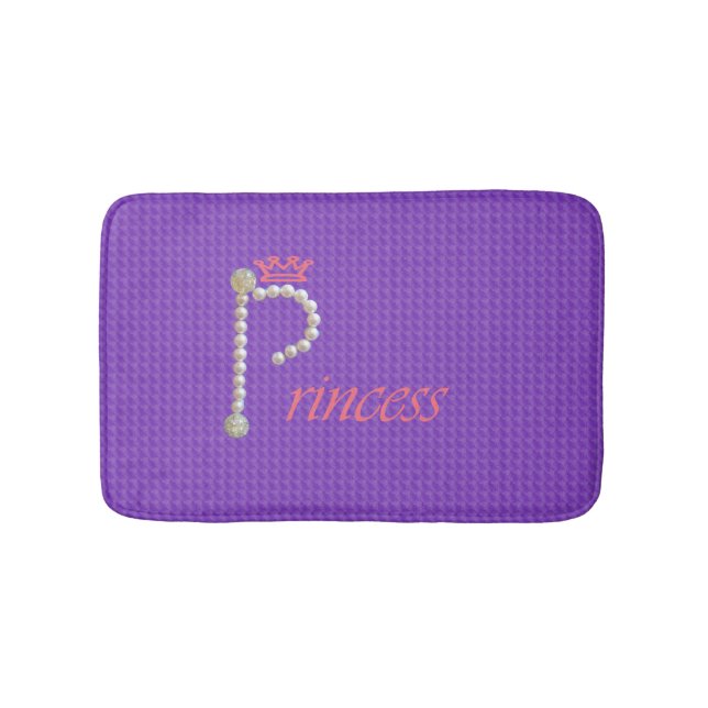 Tapete De Banheiro Pérolas e Miçangas Púrpuras Rosa, Princesa com Cor (frente)