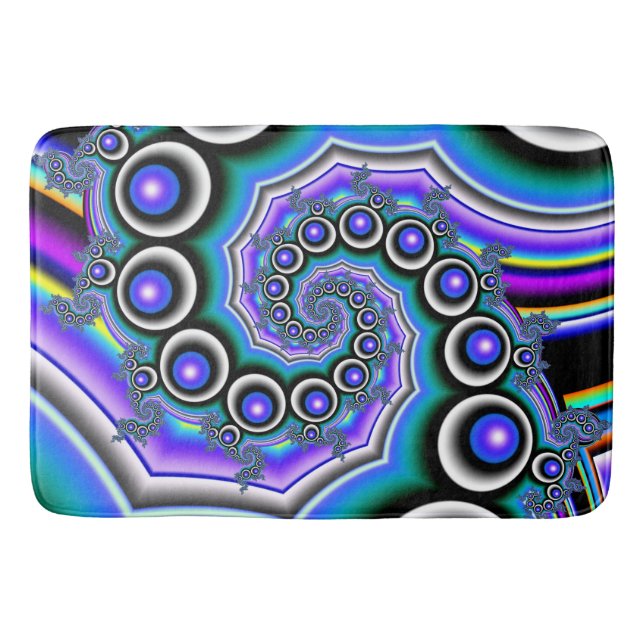 Tapete De Banheiro Pérolas Roxas Espirais Fractais (Frente)