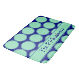 Tapete De Banheiro Personalizado Azul Marinho e Verde Menta com Ponto