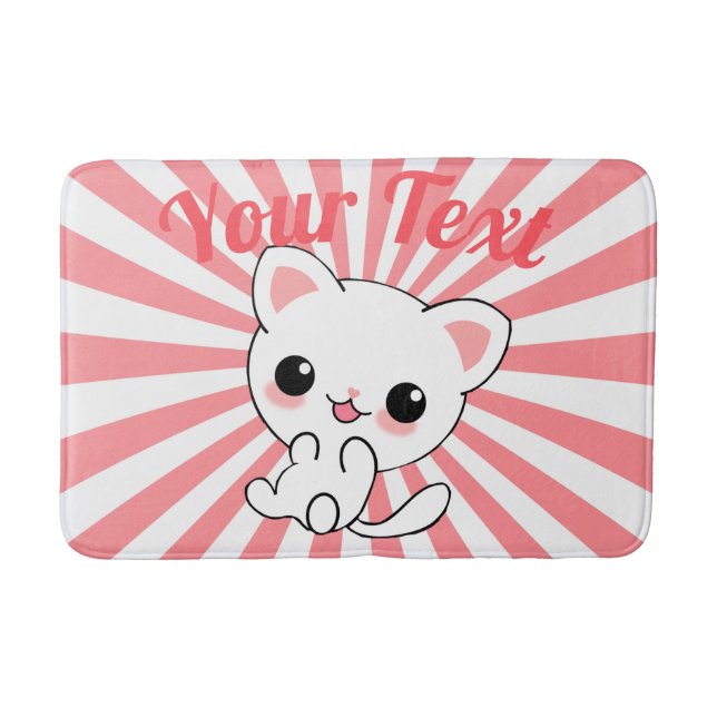 Tapete De Banheiro Personalizado de Kawaii White Kitten (Frente)