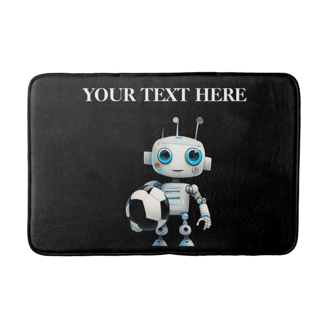 Tapete De Banheiro Personalizar Alterar Nome de Texto Robô Ciborgue (Frente)
