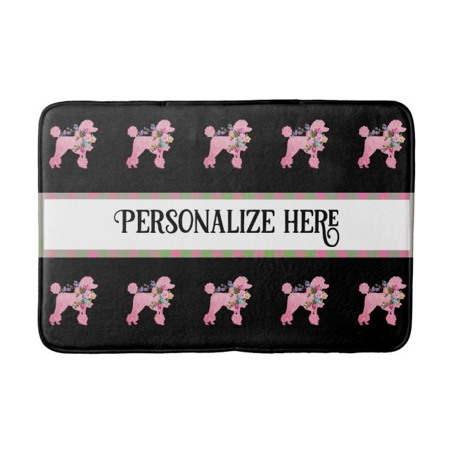 Tapete De Banheiro Personalizar Poodle Francês Rosa (Frente)