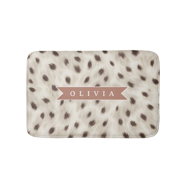 Tapete De Banheiro Personalized Chic Neutral Leopard Animal Print (frente)
