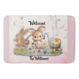 Tapete De Banheiro Personalized Easter Bunny Welcome Bath Mat