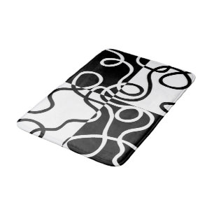 Tapete De Banheiro Persuasão linear II: Abstrato preto e branco