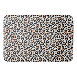 Tapete De Banheiro Pêssego Branco Impressão Preta-Leopardo 