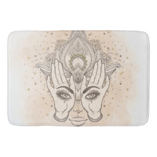 Tapete De Banheiro Pêssego & Dourado Boho Flor de Lótus Beleza