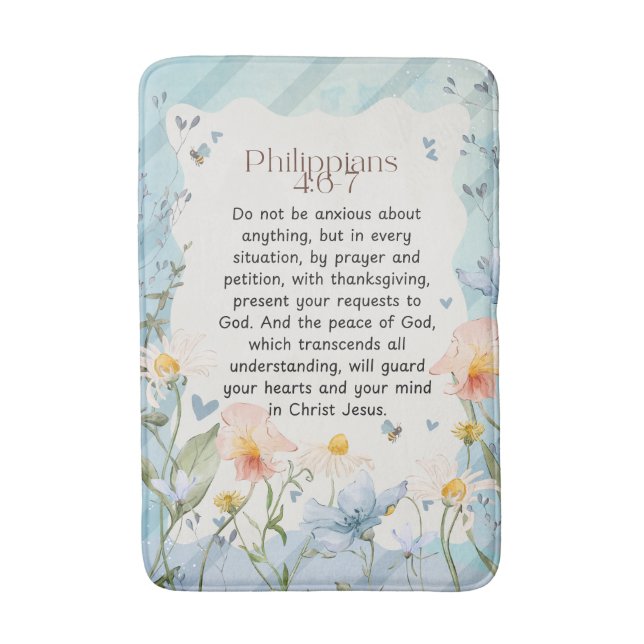 Tapete De Banheiro Philippians 4:6-7 Christian Bíblia Verse Watercolo (Frente Vertical)