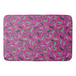 Tapete De Banheiro Picles e Flores Novidade Divertida Rosa Magenta