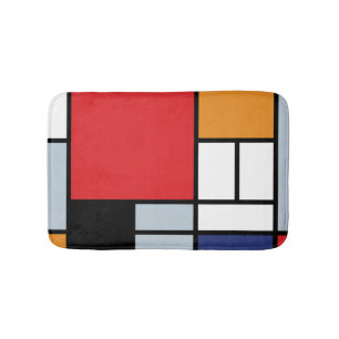 Tapete De Banheiro Piet Mondrian - Composição com Grande Plano Vermel