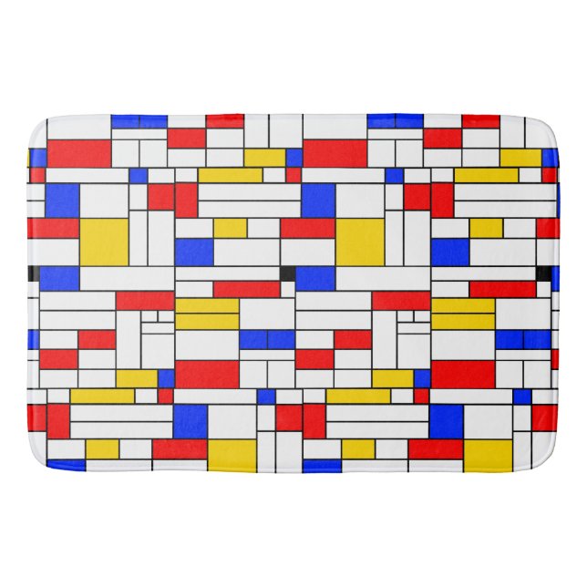 Tapete De Banheiro Piet Mondrian Style Abstrato Art (Frente)