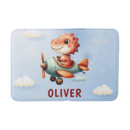 Tapete De Banheiro Piloto Dinossauro Adorável Voando Avião