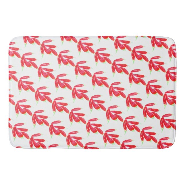 Tapete De Banheiro Pimentos vermelhos de aquarela (Frente)