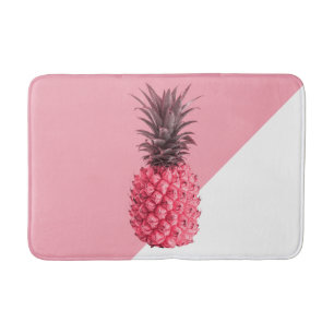 Tapete De Banheiro Pinanás branco, cor-de-rosa tropical e cinzento