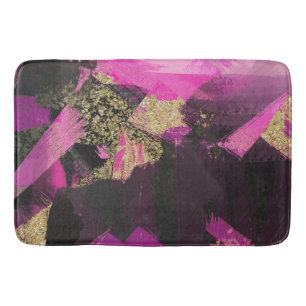 Tapete De Banheiro Pincel Moderno Glitter Preto Dourado Glam Grunge
