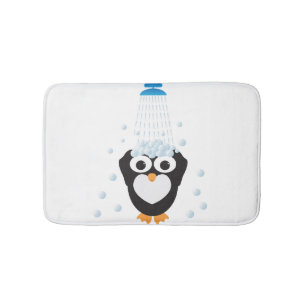 Tapete De Banheiro Pinguim bonito que toma um chá