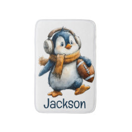 Tapete De Banheiro Pinguim de Futebol de Inverno Personalizado para C