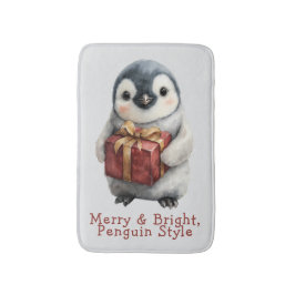 Tapete De Banheiro Pinguim Natalino Alegre e Brilhante