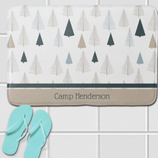 Tapete De Banheiro Pinheiros Primitivos em Branco