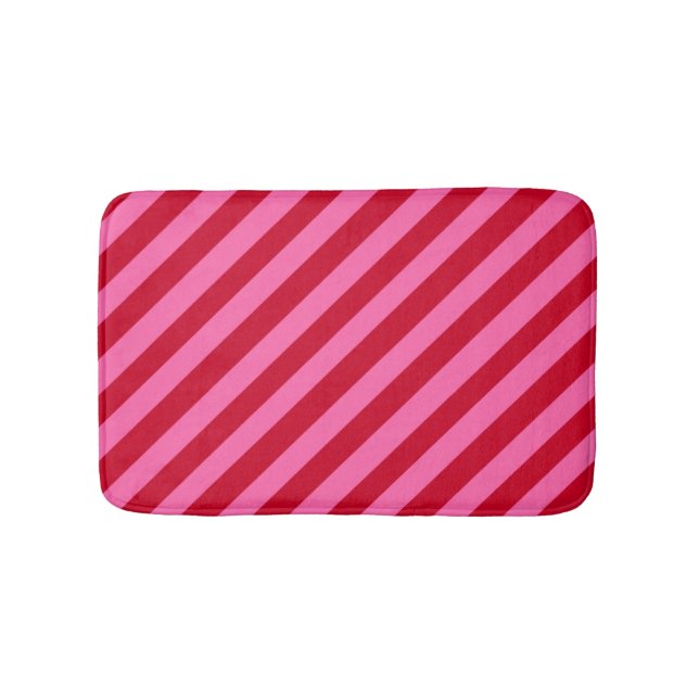 Tapete De Banheiro Pink and Red Christmas Peppermint Stripes  (frente)