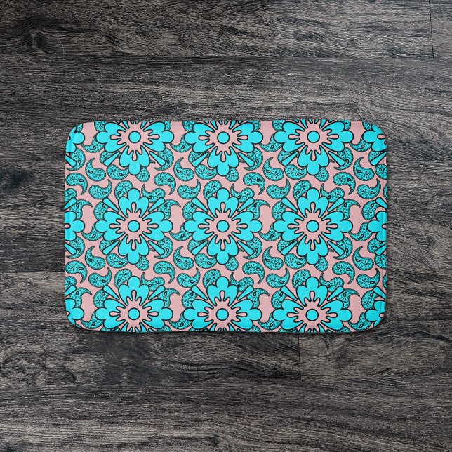 Tapete De Banheiro Pink and Turquoise Paisley Patterley Mat (Criador carregado)