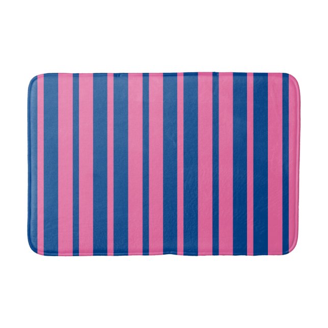 Tapete De Banheiro Pink Blue Stylish Stripes Pattern Design  (Frente)