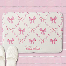 Tapete De Banheiro Pink Bow Coquette Bath Mat