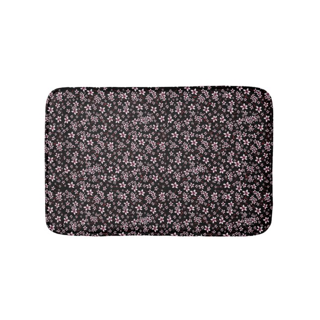 Tapete De Banheiro Pink Cherry Blossoms On Black (frente)
