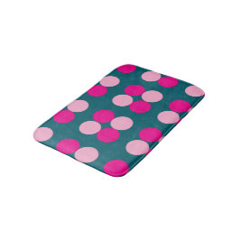 Tapete De Banheiro Pink Circles on Green Bath Mat