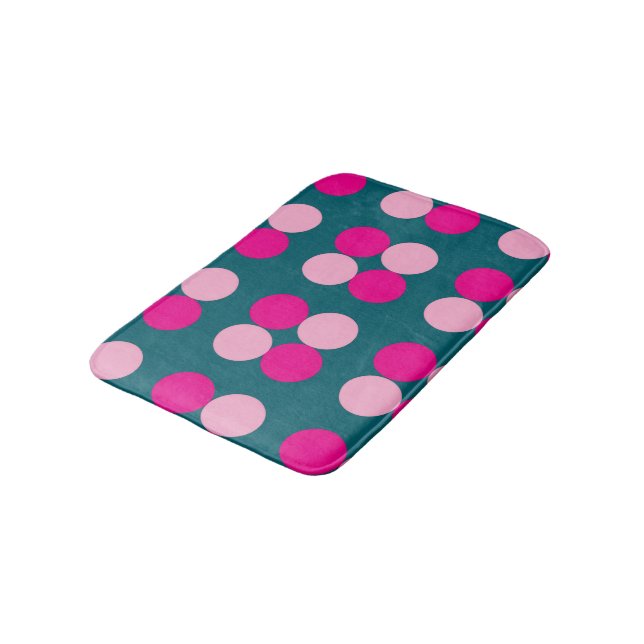Tapete De Banheiro Pink Circles on Green Bath Mat (Angulado)
