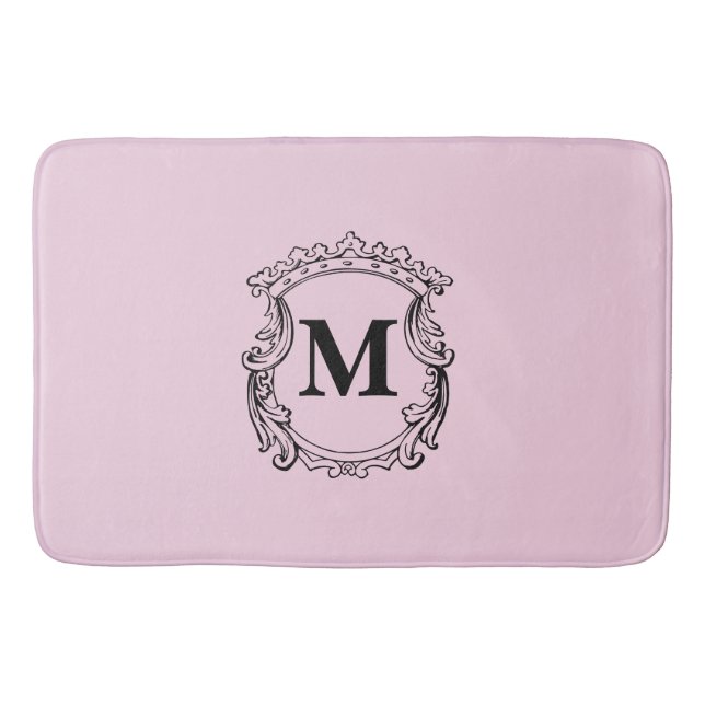 Tapete De Banheiro Pink Custom Monogram Crest (Frente)