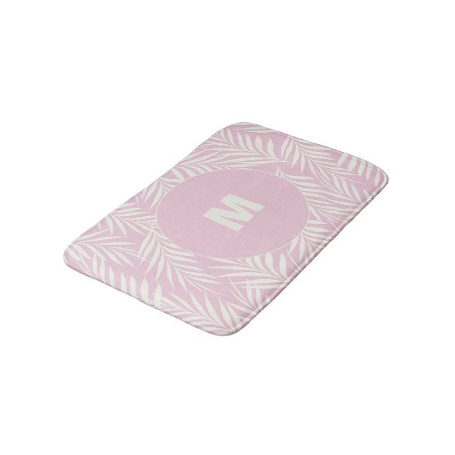 Tapete De Banheiro Pink Elegant Palm Leaves Personalized (Angulado)