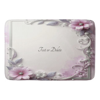 Tapete De Banheiro Pink Floral Frame Bath Mat